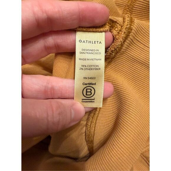 Athleta Gold Drop Shoulder Short Sleeve Cotton Pullover Top Size Medium - Picture 6 of 6